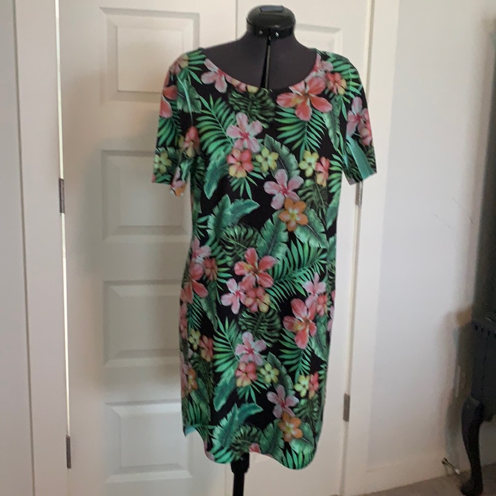 Summertime Tropical T-shirt Dress /ladies Large